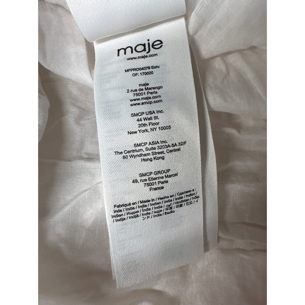 Maje Dress Embroidered Lace Button Front Ruffled Tiered Maxi A-Line White 38 - Picture 10 of 12